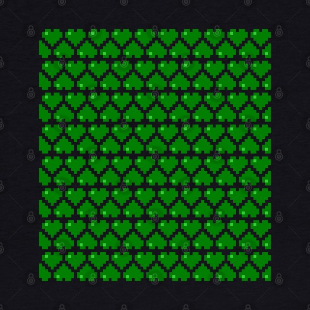 Seamless Pattern of Green Pixel Hearts by gkillerb